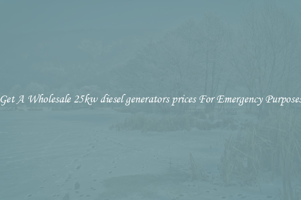 Get A Wholesale 25kw diesel generators prices For Emergency Purposes