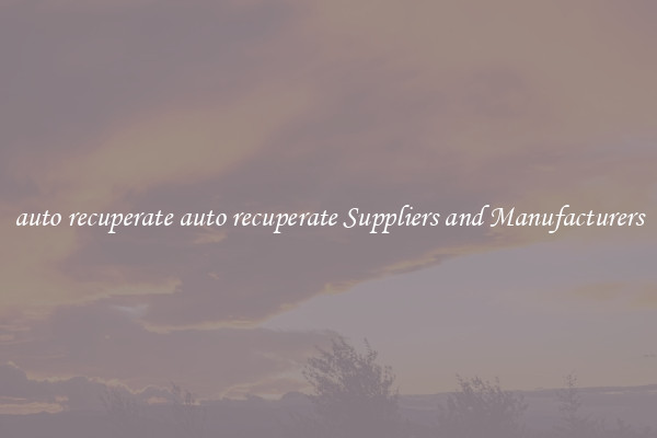 auto recuperate auto recuperate Suppliers and Manufacturers